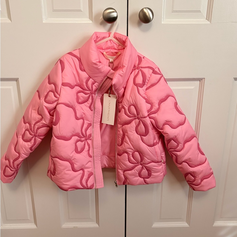LoveShackFancy Pink Floral Kids Puffer Jacket